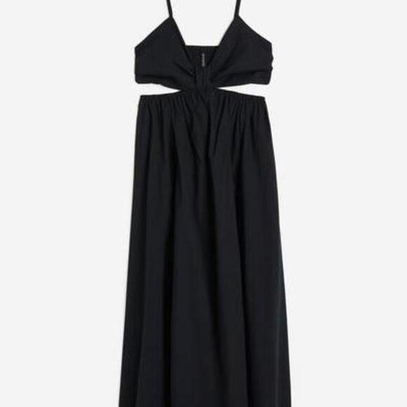 H&M Cut-out Poplin Dress in Black - Picture 4 of 4